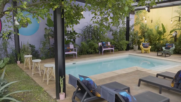 Swimming pool of the Big Brother Mzansi Season 6 Bazozwa house