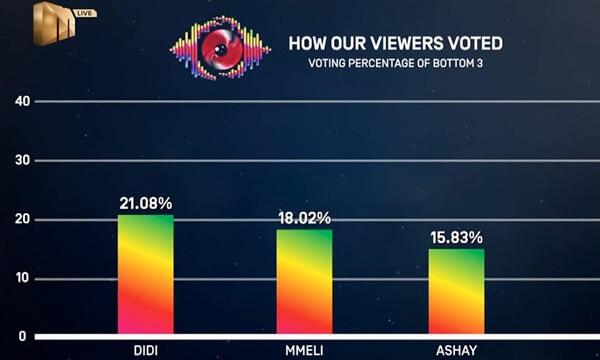 Big Brother Mzansi Season 6 week 9 voting results of the Bottom 3 housemates